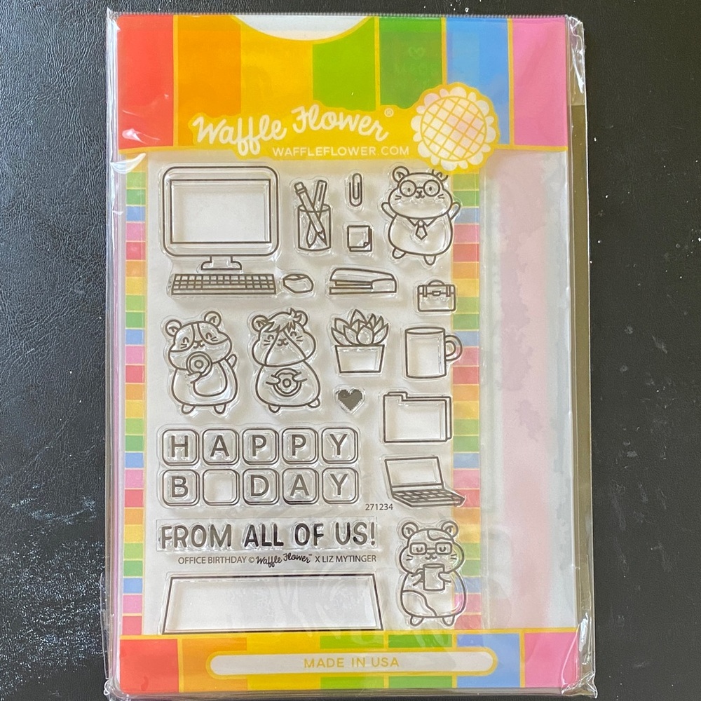 Waffle Flower Office Birthday Stamp Set